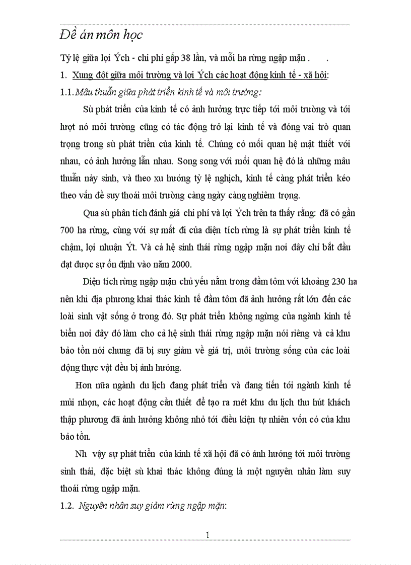 image for page Đề án môn học Thực trạng rừng ngập mặn ở Xuân Thuỷ