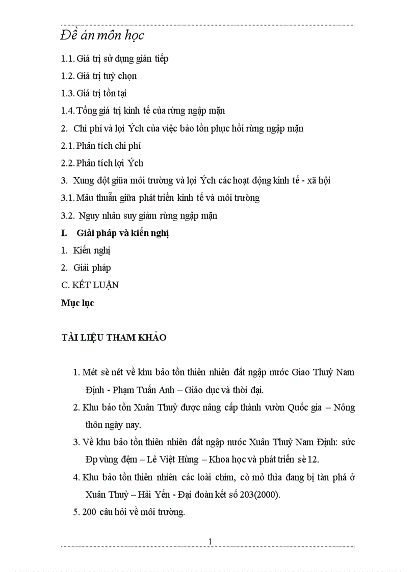 image for page Đề án môn học Thực trạng rừng ngập mặn ở Xuân Thuỷ