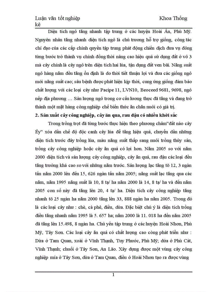 image for page Phân tích thống kê diện tích năng suất sản lượng lúa tỉnh Bình Định thời kỳ 1995 2005 1