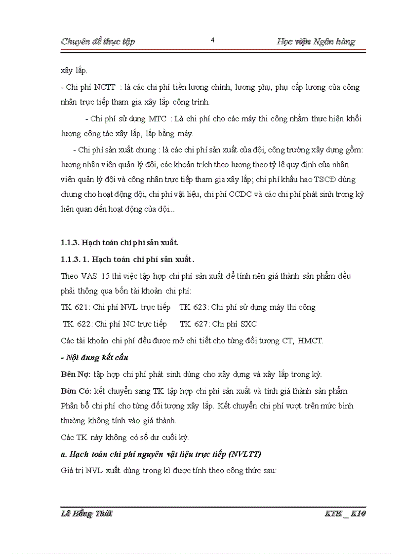 image for page Hoàn thiện kế toán chi phí sản xuất và tính giá thành sản phẩm tại Công ty cổ phần xây lắp và sản xuất công nghiệp 1