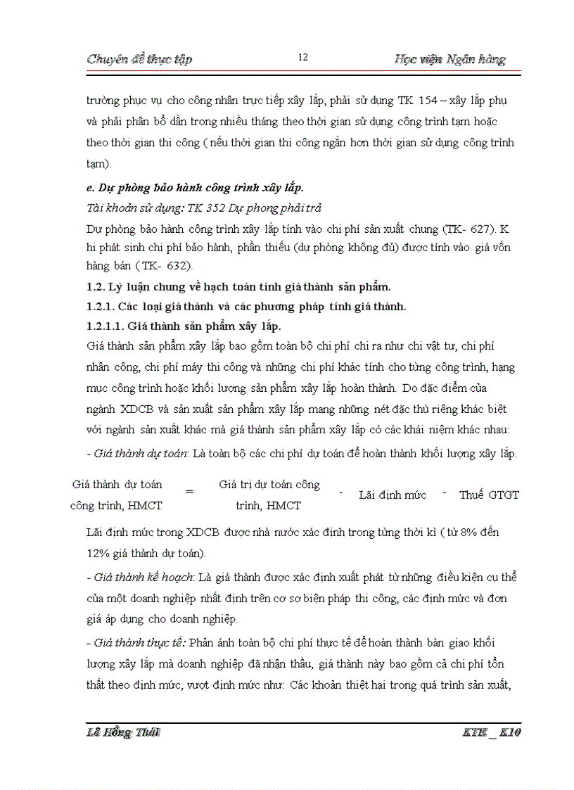 image for page Hoàn thiện kế toán chi phí sản xuất và tính giá thành sản phẩm tại Công ty cổ phần xây lắp và sản xuất công nghiệp 1