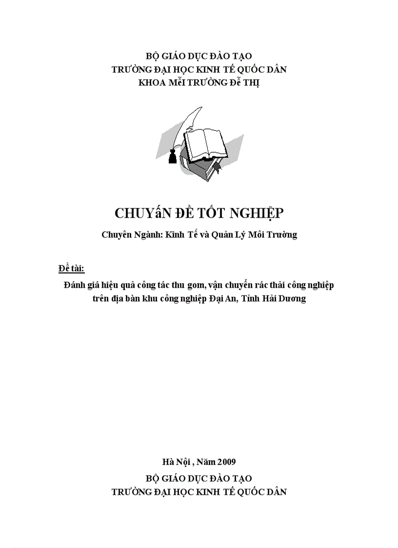 image for page Đánh giá hiệu quả công tác thu gom vận chuyển rác thải công nghiệp trên địa bàn Khu công nghiệp Đại An Tỉnh Hải Dương 1