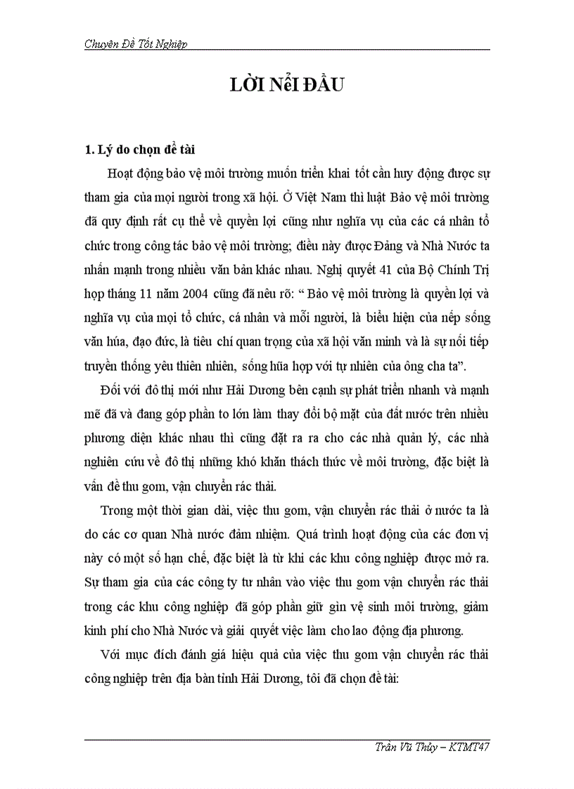 image for page Đánh giá hiệu quả công tác thu gom vận chuyển rác thải công nghiệp trên địa bàn Khu công nghiệp Đại An Tỉnh Hải Dương 1