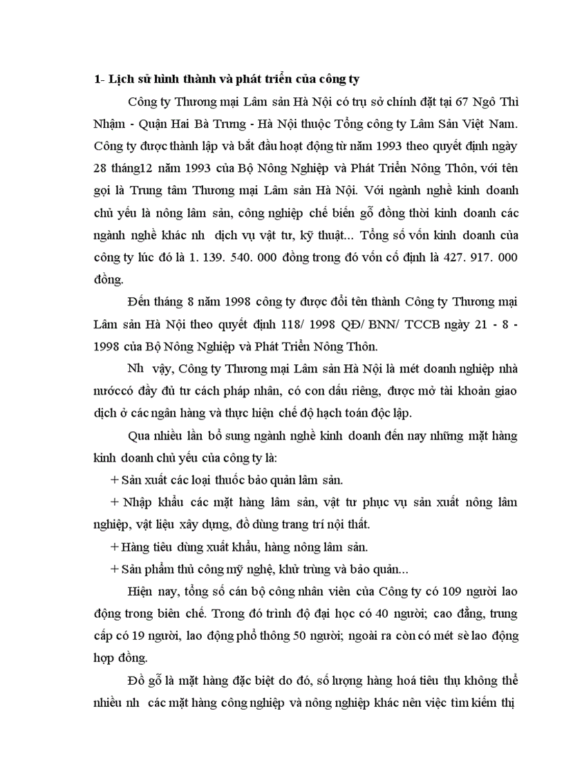 image for page Hoàn thiện hạch toán tiêu thụ hàng hoá và xác định kết quả tiêu thụ tại Công ty Thương mại Lâm sản Hà Nội 1