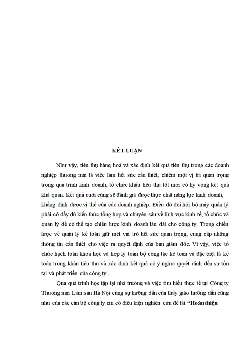 image for page Hoàn thiện hạch toán tiêu thụ hàng hoá và xác định kết quả tiêu thụ tại Công ty Thương mại Lâm sản Hà Nội 1