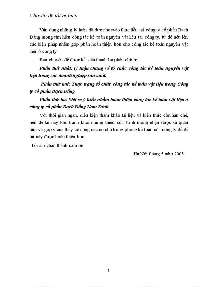 image for page tổ chức công tác kế toán nguyên vật liệu tại công ty cổ phần Bạch Đằng Nam Định 1