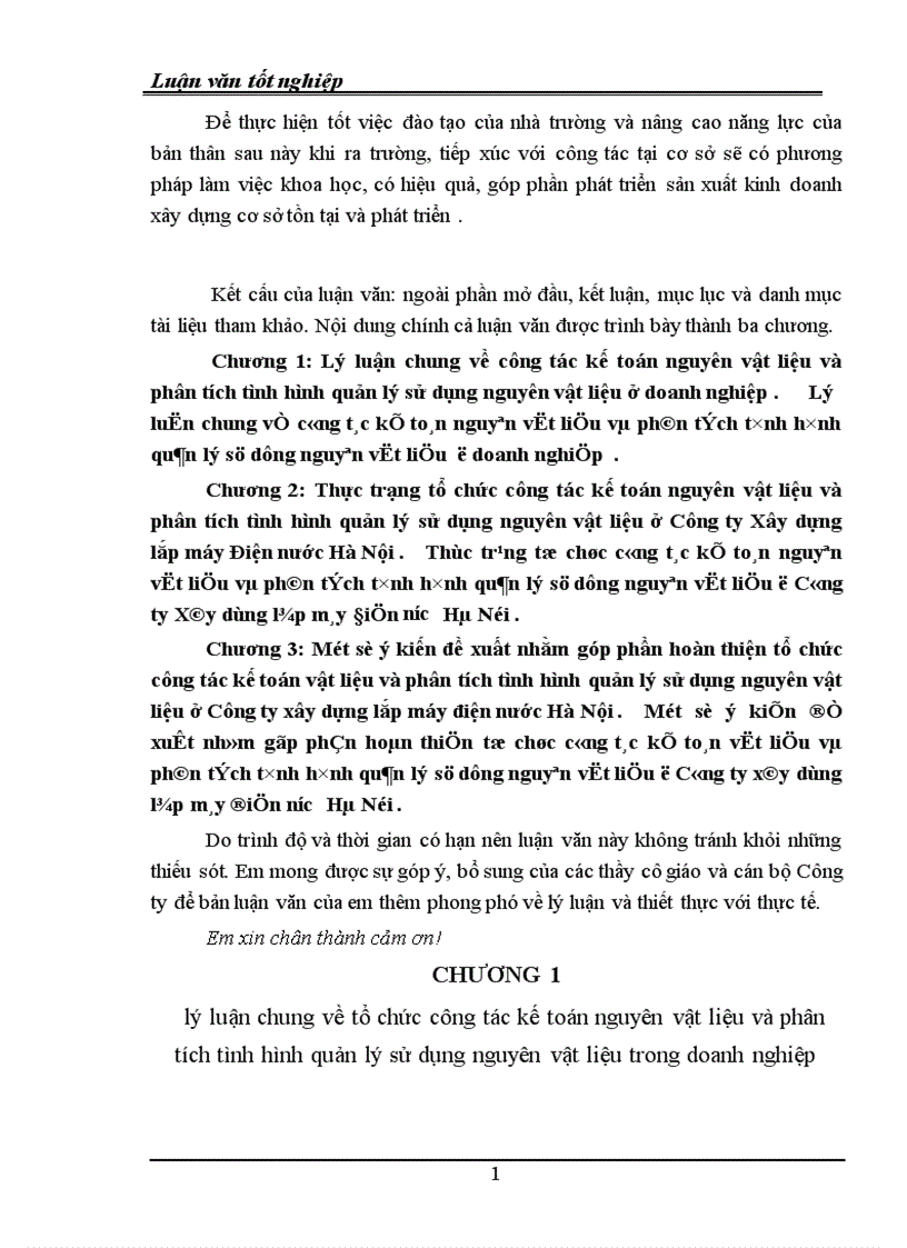 image for page Thực trạng tổ chức công tác kế toán nguyên vật liệu và phân tích tình hình quản lý sử dụng nguyên vật liệu ở Công ty Xây dựng lắp máy Điện nước Hà Nội 1