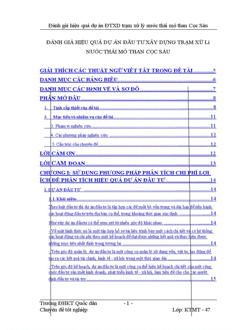 image for page Đánh giá hiệu quả dự án đầu tư xây dựng Trạm xử lý nước thải mỏ than Cọc Sáu