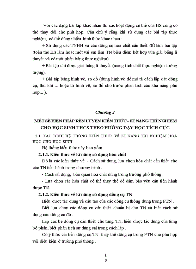 image for page Một số biện pháp rèn luyện kiến thức kĩ năng thí nghiệm cho Học sinh THCS theo hướng dạy học tích cực