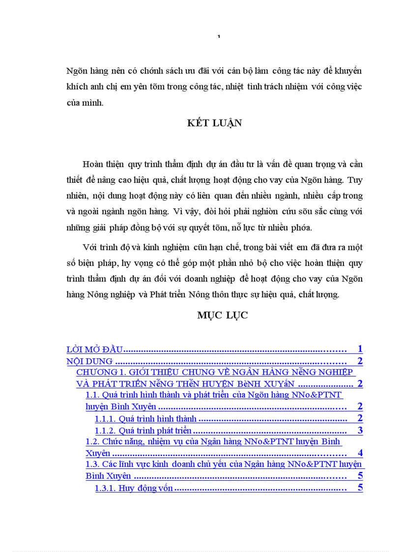 image for page Hoàn thiện hoạt động thẩm định dự án đối với doanh nghiệp của Ngân hàng Nông nghiệp và Phát triển Nông thôn huyện Bình Xuyên