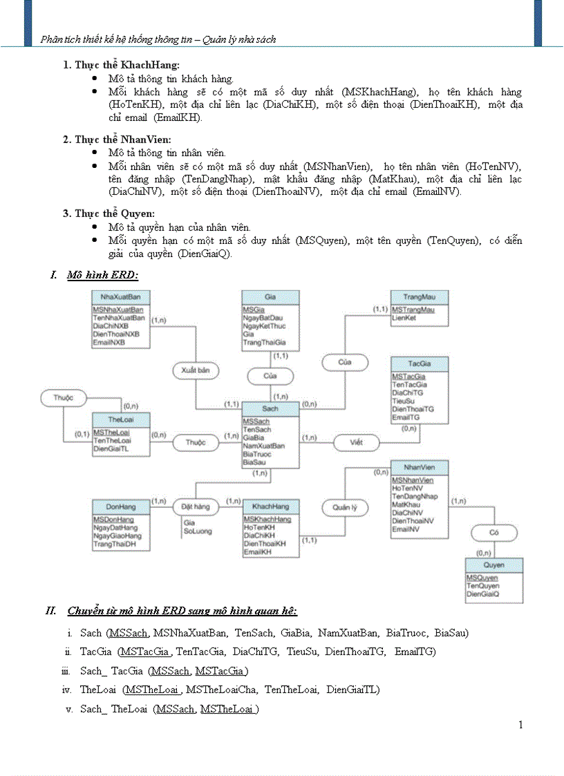 Phân tích thiết kế hệ thống thông tin Quản lý nhà sách 1