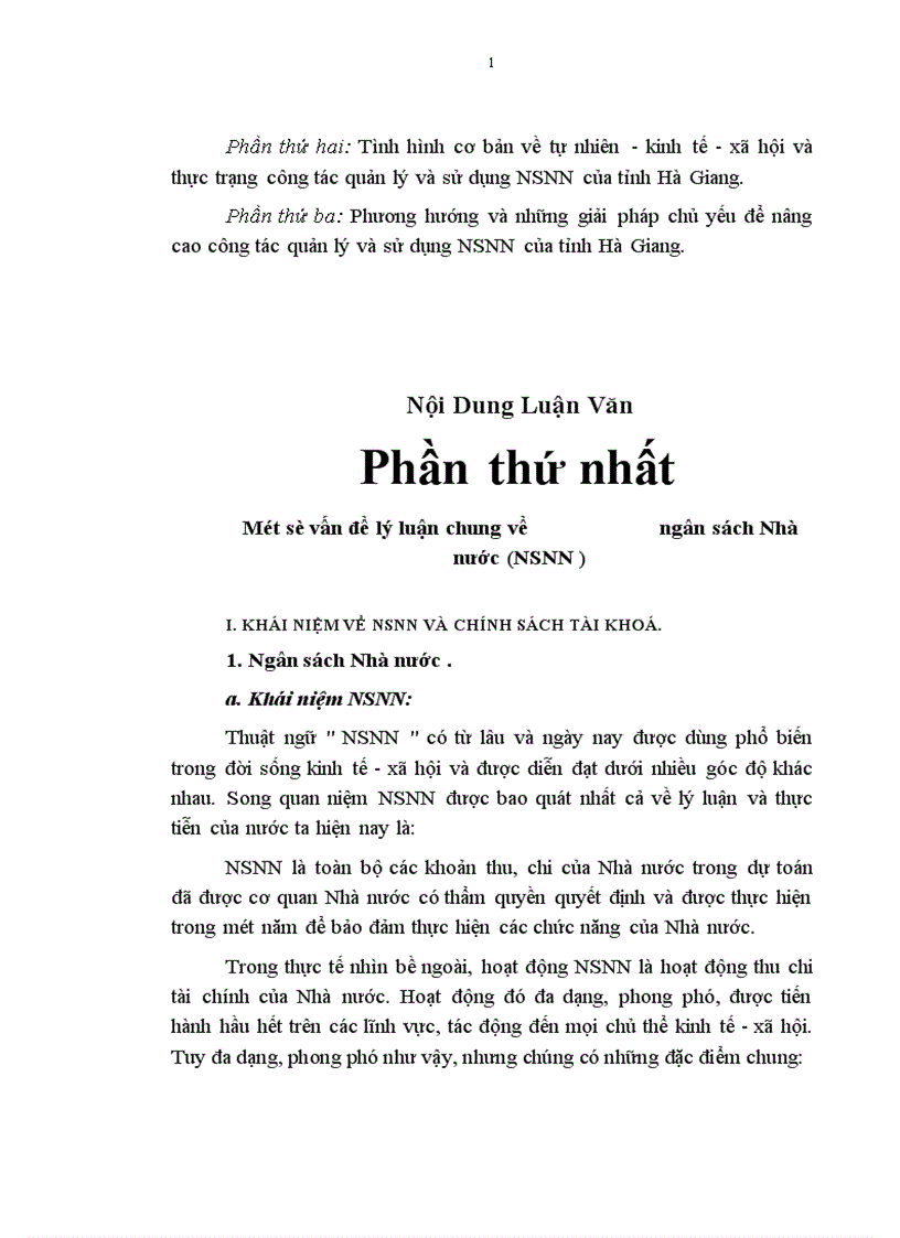 Một số vấn đề về nâng cao công tác quản lý và sử dụng NSNN trên địa bàn tỉnh Hà Giang 1