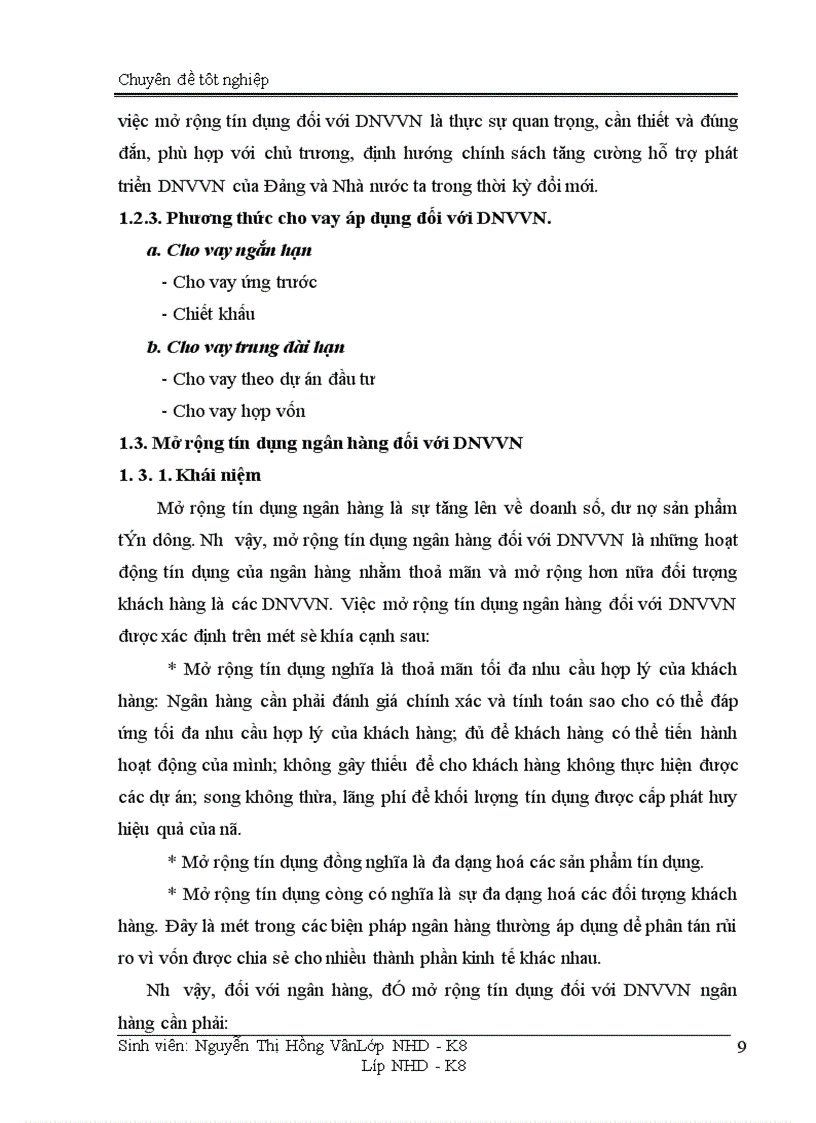 image for page Giải pháp mở rộng hoạt động tín dụng đối với DNVVN tại chi nhánh NHCT Quang Trung 1