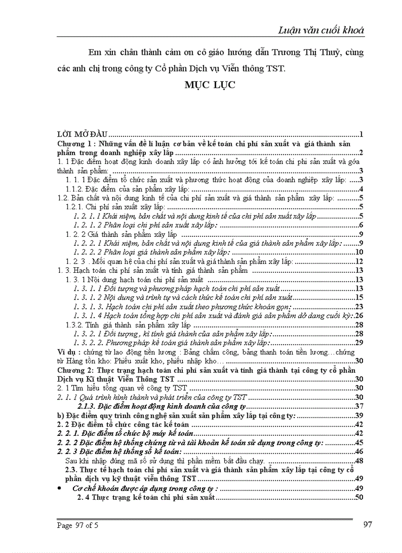 image for page Hoàn thiện kế toán chi phí sản xuất và tính giá thành sản phẩm tại Xí Nghiệp Xây Lắp Số 1 thuộc Công Ty Cổ Phần Dịch Vụ Kĩ Thuật VIễn Thông TST 1