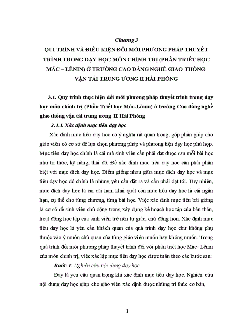 image for page Đổi mới phương pháp thuyết trình trong dạy học môn chính trị phần triết học Mác Lênin ở trường Cao đẳng nghề giao thông vận tải trung ương II Hải Phòng 1