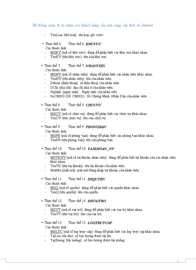 Hệ thống quản lý và chăm sóc khách hàng của nhà cung cấp dịch vụ Internet 1