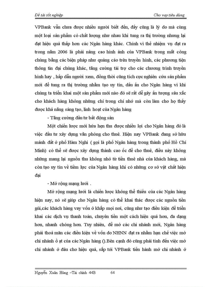 image for page Bàn về mở rộng cho vay tiêu dùng ở chi nhánh VPBank Hà Nội