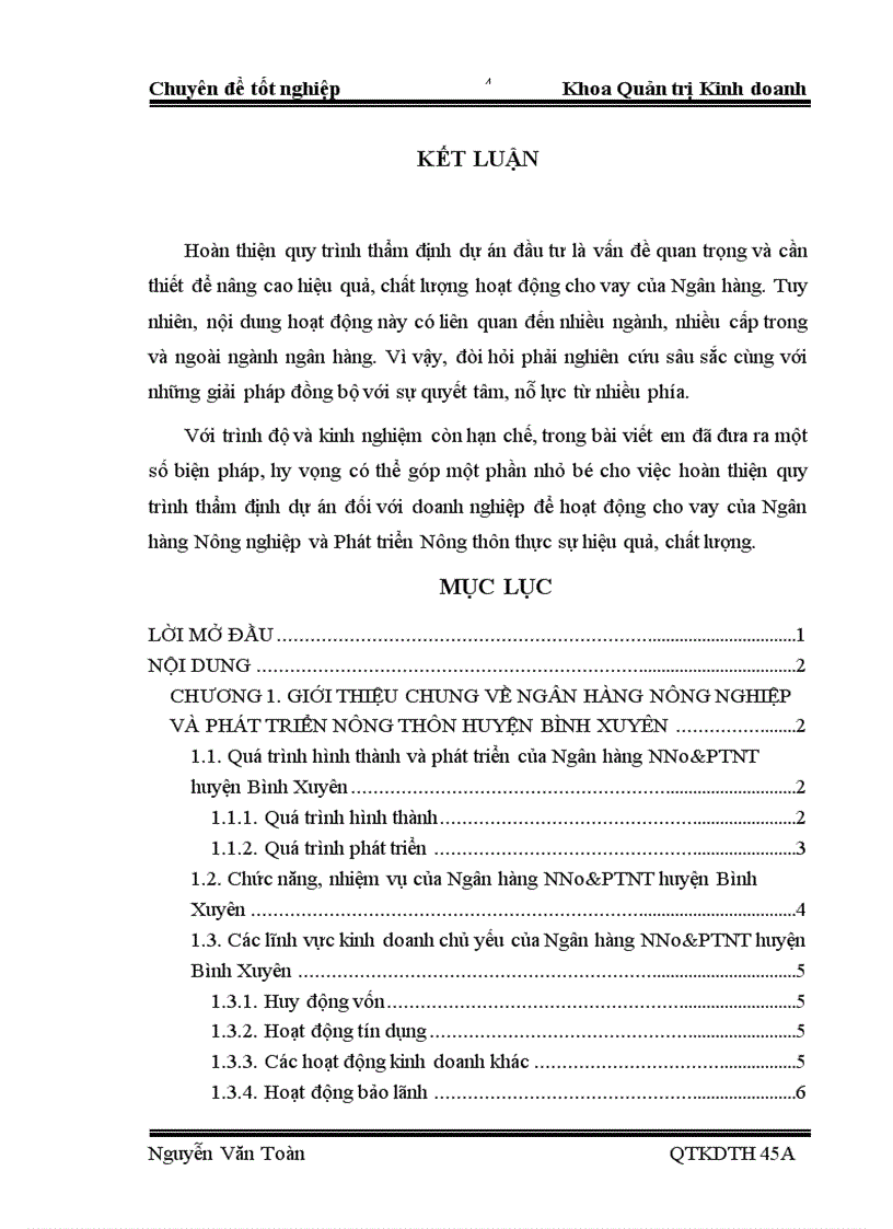image for page Hoàn thiện hoạt động thẩm định dự án đối với doanh nghiệp của Ngân hàng Nông nghiệp và Phát triển Nông thôn huyện Bình Xuyên 1