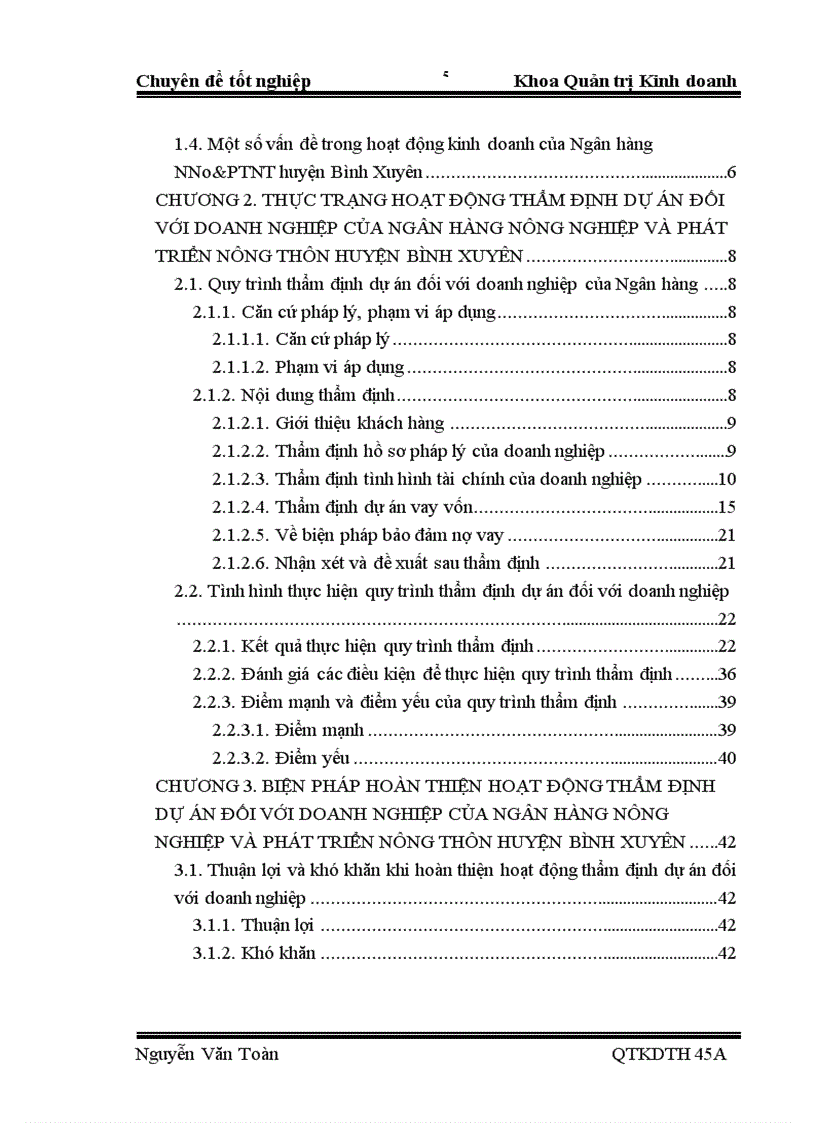 image for page Hoàn thiện hoạt động thẩm định dự án đối với doanh nghiệp của Ngân hàng Nông nghiệp và Phát triển Nông thôn huyện Bình Xuyên 1