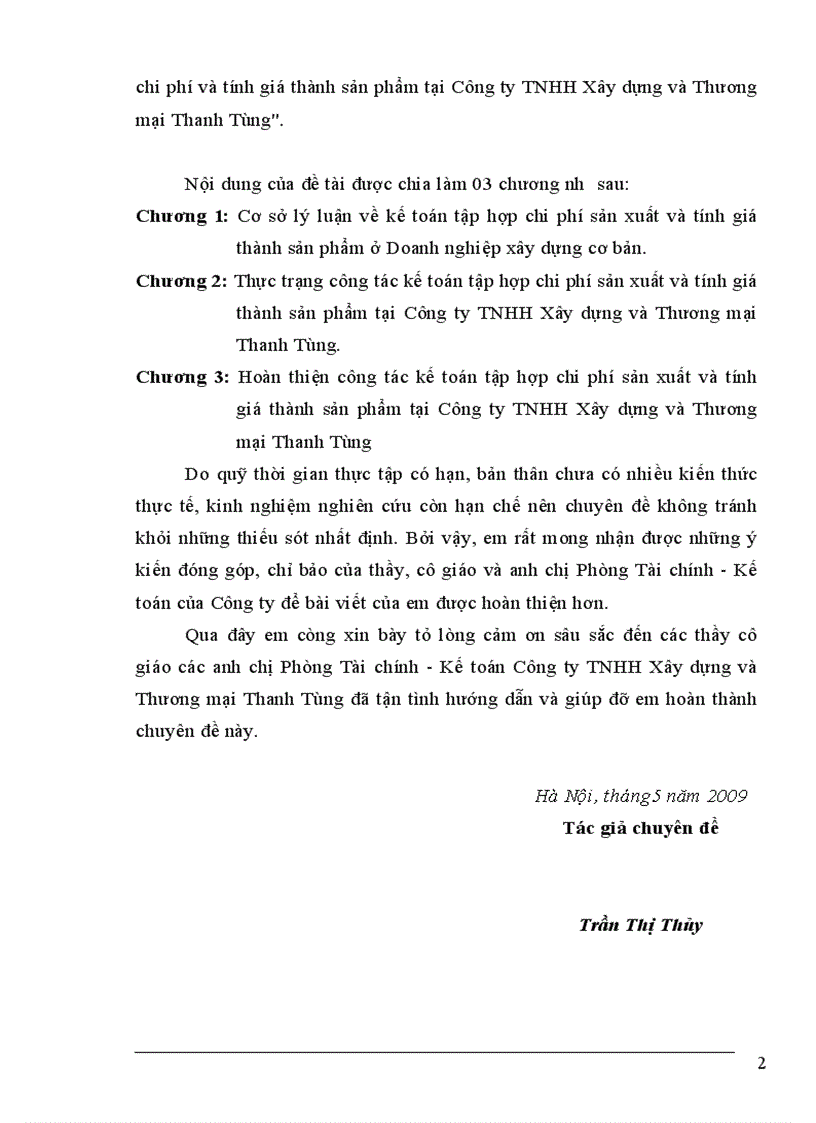 image for page Tổ chức công tác kế toán tập hợp chi phí và tính giá thành sản phẩm tại Công ty TNHH Xây dựng và Thương mại Thanh Tùng 1