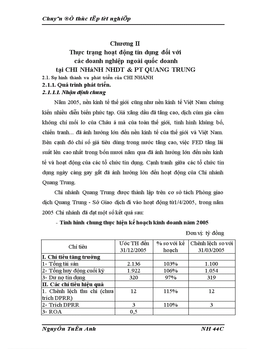 image for page Thực trạng hoạt động tín dụng đối với các doanh nghiệp ngoài quốc doanh tại chi nhánh nhdt pt quang trung