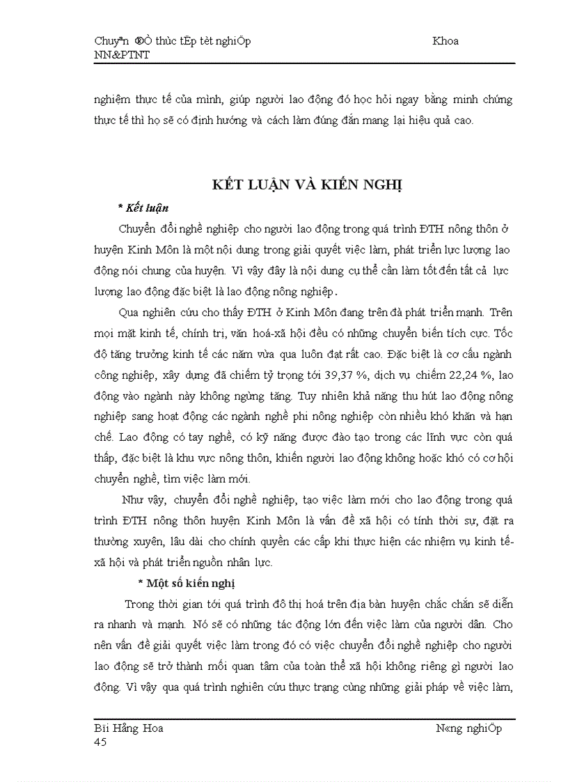 image for page Thực trạng và giải pháp chuyển đổi nghề nghiệp cho người lao động trong quá trình ĐTH nông thôn ở huyện Kinh Môn tỉnh Hải Dương 1