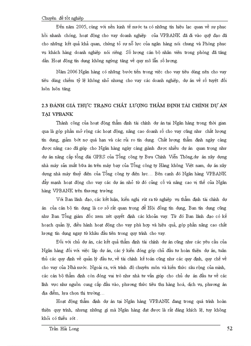 image for page Nâng cao chất lượng thẩm định tài chính các dự án vay vốn trong hoạt động cho vay tại ngân hàng thương mại cổ phần các doanh nghiệp ngoài quốc doanh việt nam 1