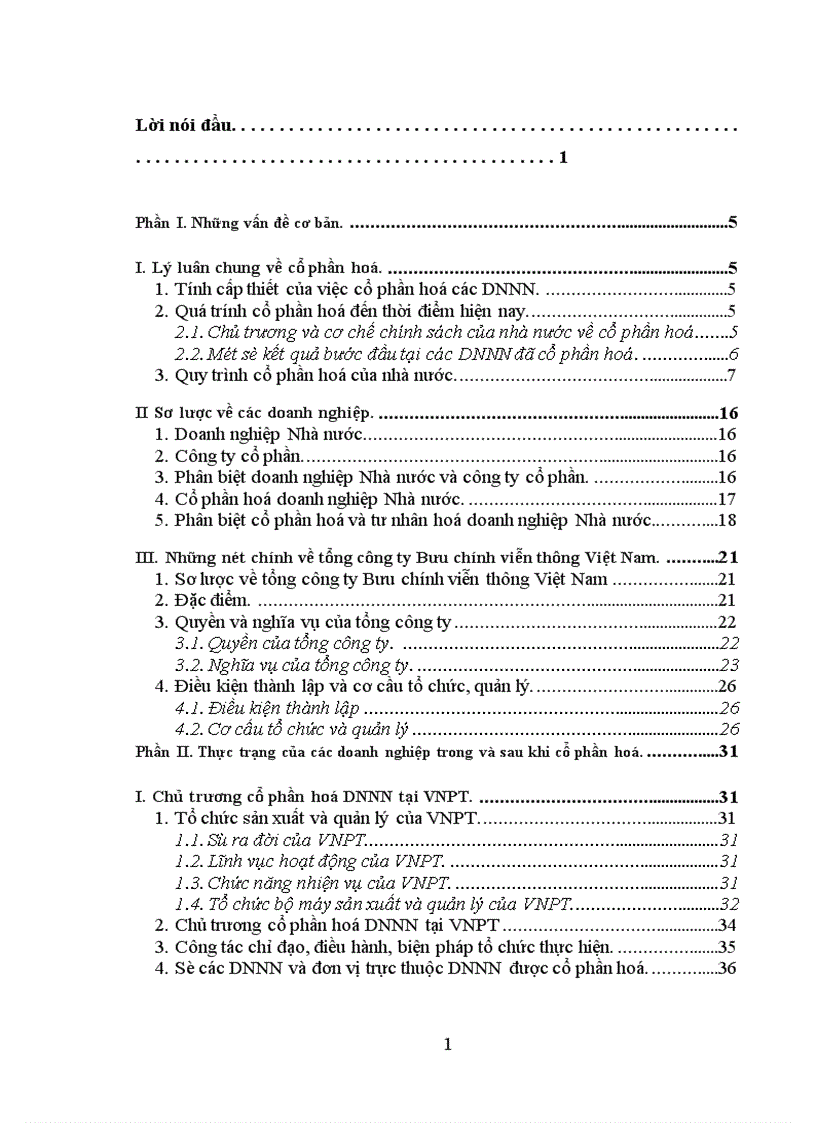 Thực trạng các doanh nghiệp của Tổng công ty Bưu chính Viễn thông Việt Nam trong và sau khi cổ phần hoá 1
