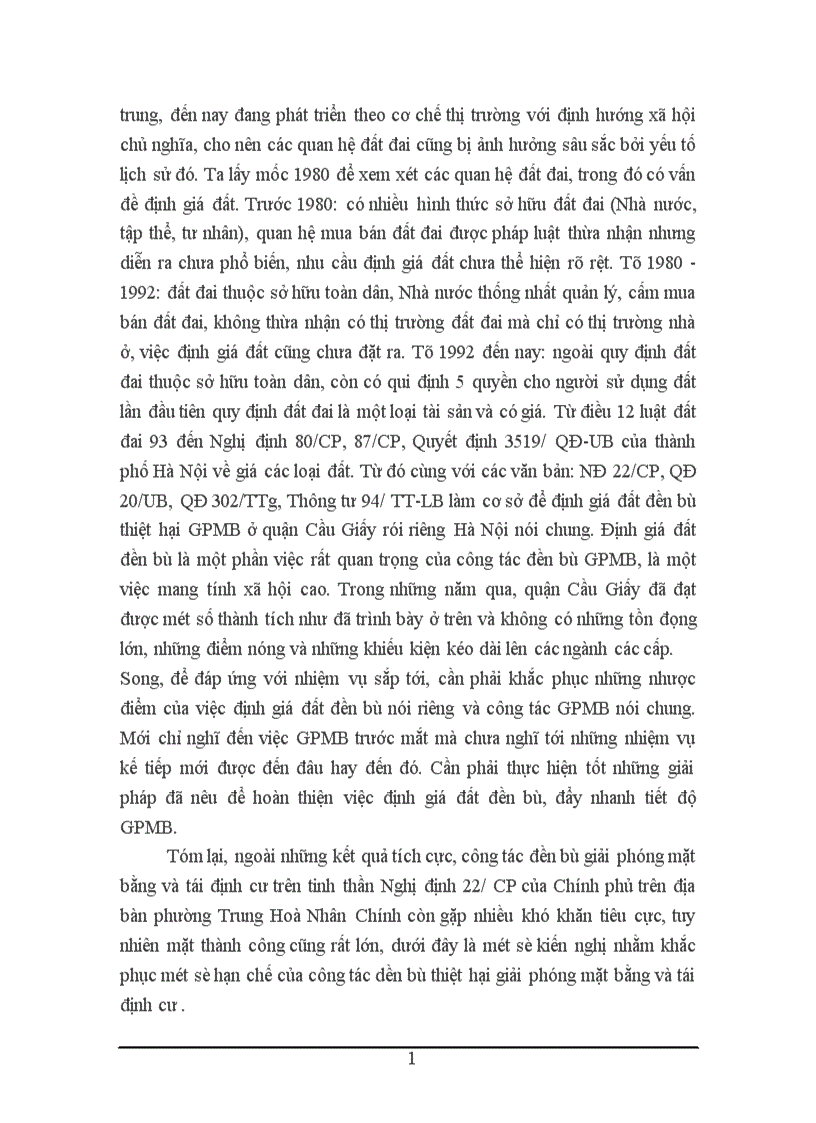 image for page Thực trạng công tác định giá đất đền bù giải phóng mặt bằng tại khu đô thị N3D Trung Hoà Nhân Chính 1