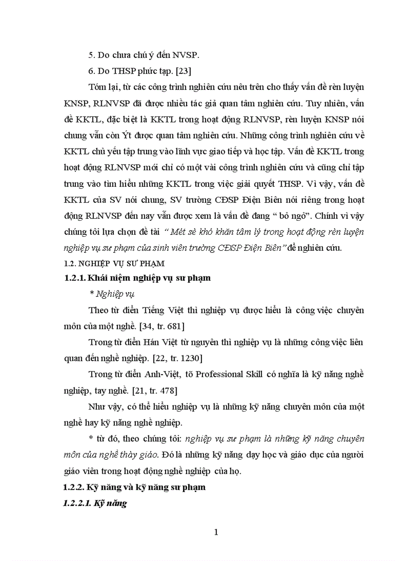 image for page Một số khó khăn tâm lý trong hoạt động rèn luyện nghiệp vụ sư phạm của sinh viên trường Cao đẳng sư phạm Điện Biên