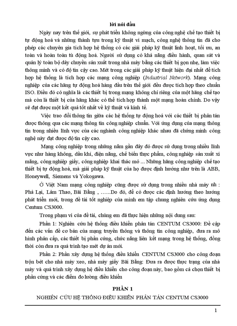 image for page Nghiên cứu hệ điều khiển CENTUM CS3000 và ứng dụng trong công đoạn trộn bột nhà máy xeo Công ty giấy Bãi Bằng
