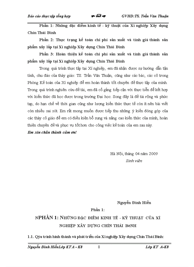 image for page Kế toán chi phí sản xuất và tính giá thành sản phẩm xây lắp tại Xí nghiệp Xây dựng Chín Thái Bính 1