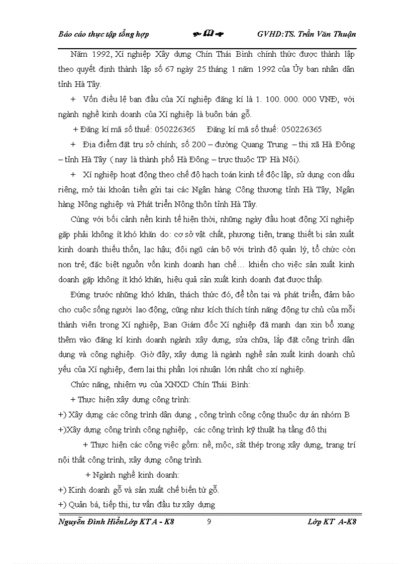 image for page Kế toán chi phí sản xuất và tính giá thành sản phẩm xây lắp tại Xí nghiệp Xây dựng Chín Thái Bính 1