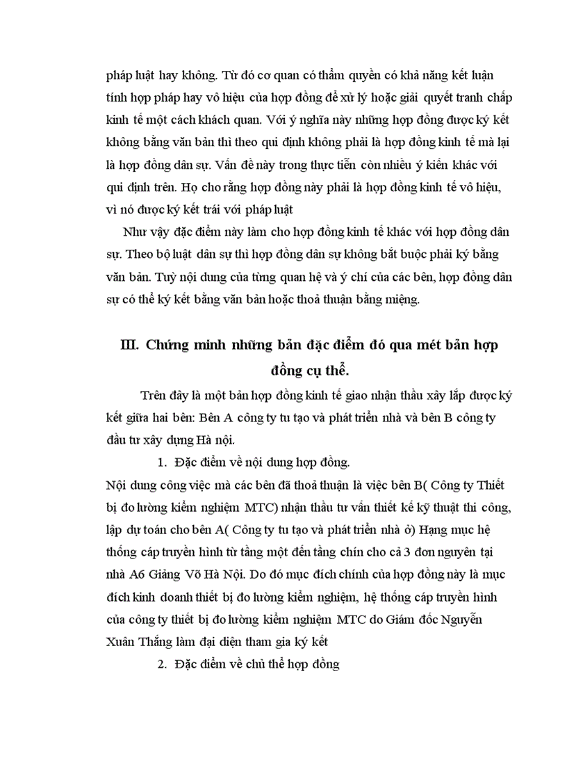 image for page Trình bày đặc điểm một bản hợp đồng kinh tế