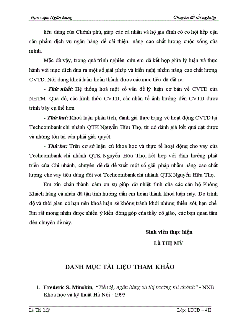 image for page Nâng cao chất lượng cho vay tiêu dùng tại Ngân hàng Thương mại Cổ phần Kỹ Thương Việt Nam Chi nhánh Qũy tiết kiệm Nguyễn Hữu Thọ 1