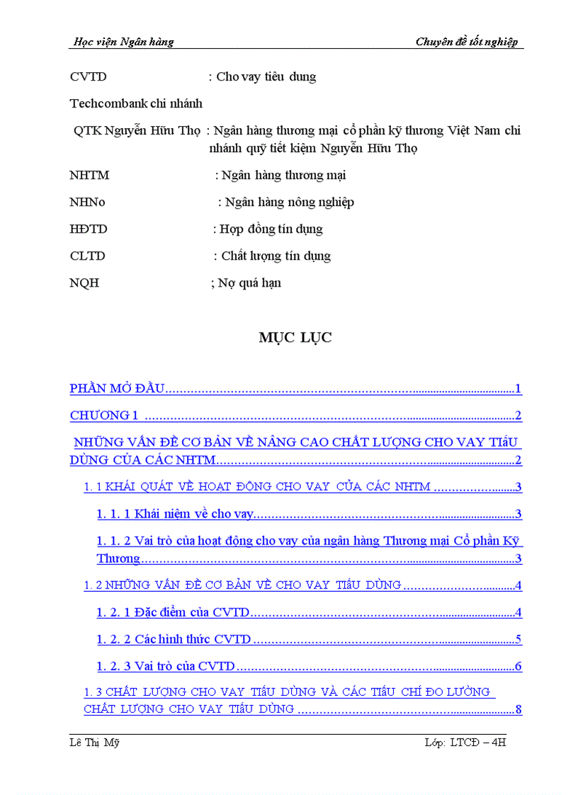 image for page Nâng cao chất lượng cho vay tiêu dùng tại Ngân hàng Thương mại Cổ phần Kỹ Thương Việt Nam Chi nhánh Qũy tiết kiệm Nguyễn Hữu Thọ 1