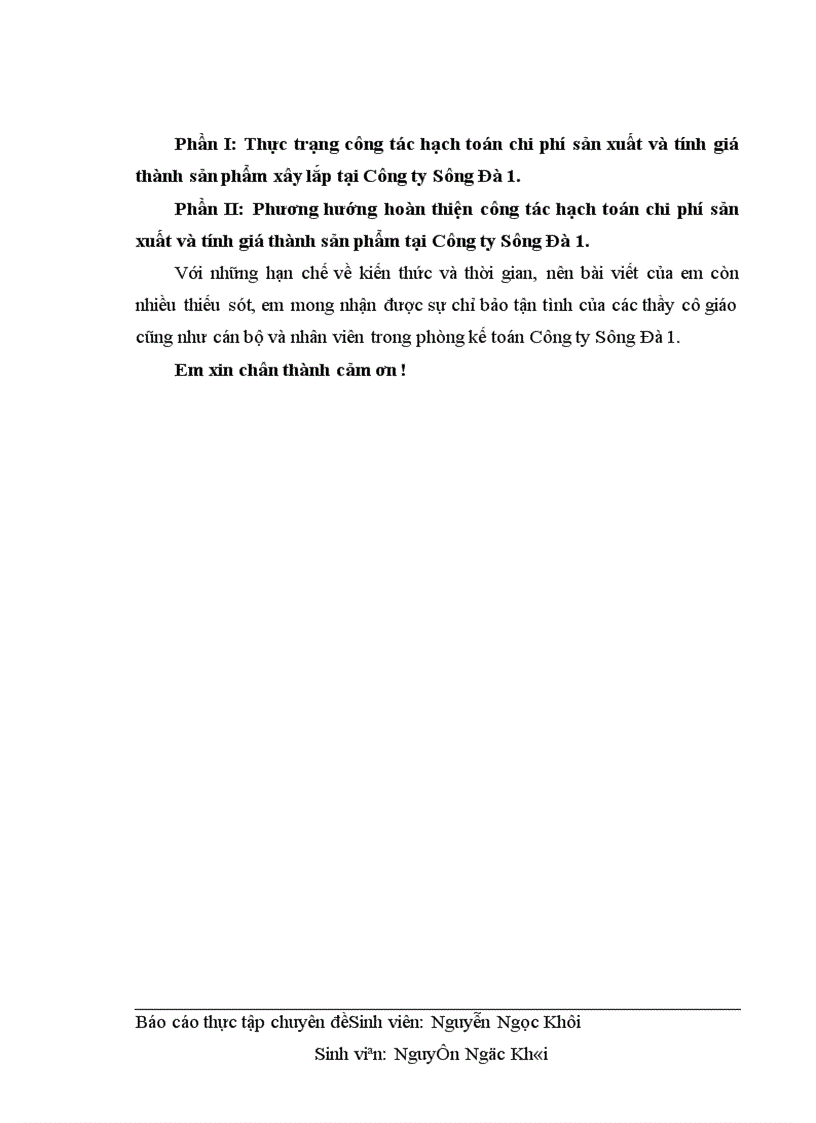 image for page Hoàn thiện chi phí sản xuất và tính giá thành sản phẩm xây lắp tại Công ty Sông Đà 1 1