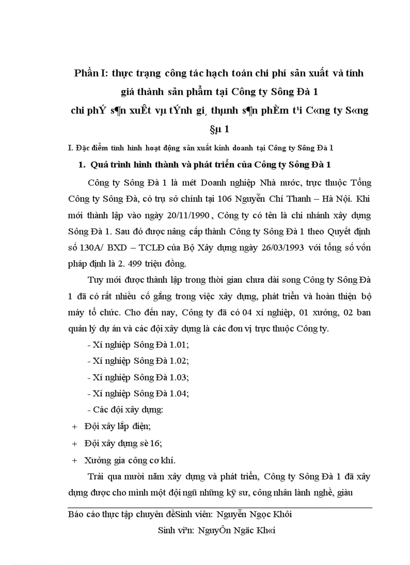 image for page Hoàn thiện chi phí sản xuất và tính giá thành sản phẩm xây lắp tại Công ty Sông Đà 1 1