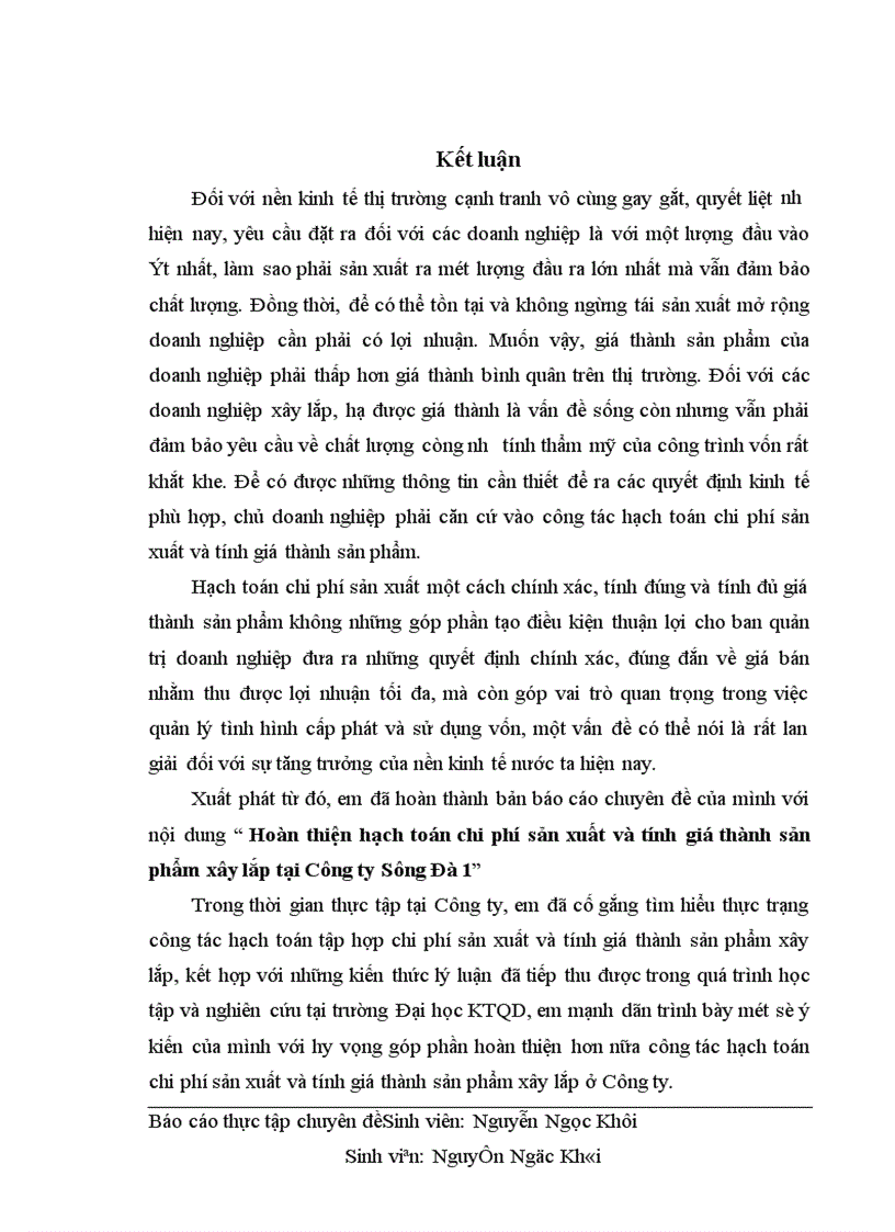 image for page Hoàn thiện chi phí sản xuất và tính giá thành sản phẩm xây lắp tại Công ty Sông Đà 1 1