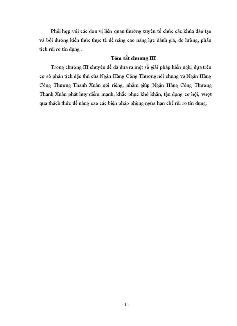 image for page Giải pháp phòng ngừa hạn chế rủi ro tín dụng trong hoạt động kinh doanh tại Ngân Hàng Công Thương Chi Nhánh Thanh Xuân 1