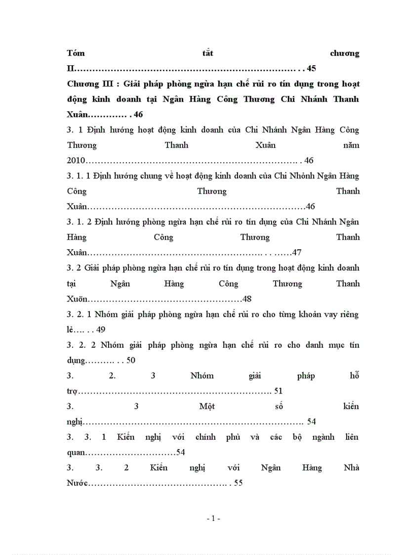 image for page Giải pháp phòng ngừa hạn chế rủi ro tín dụng trong hoạt động kinh doanh tại Ngân Hàng Công Thương Chi Nhánh Thanh Xuân 1