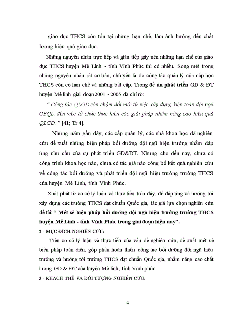 Một số biện pháp bồi dưỡng đội ngũ hiệu trưởng trường THCS huyện Mê Linh tỉnh Vĩnh Phúc trong giai đoạn hiện nay 1