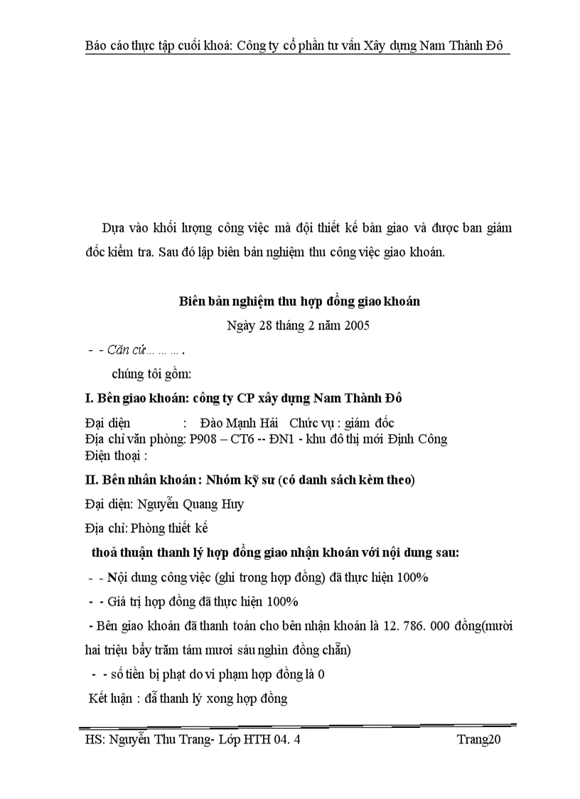 image for page Báo cáo thực tập tổng hợp tại cổ phần tư vấn Xây dựng Nam Thành Đô