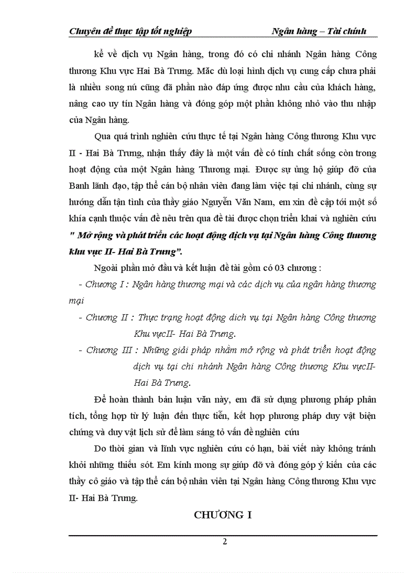 image for page Mở rộng và phát triển các hoạt động dịch vụ tại Ngân hàng Công thương khu vực II Hai Bà Trưng 1
