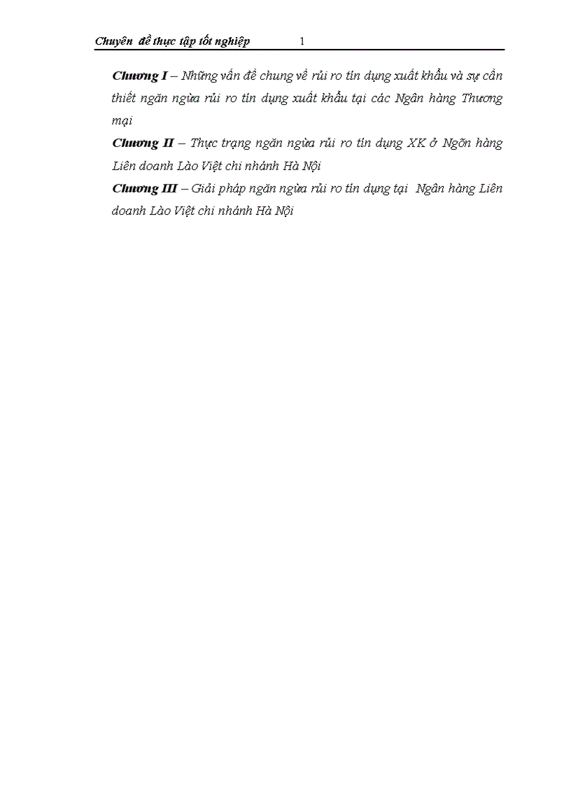image for page Giải pháp ngăn ngừa rủi ro tín dụng XK tại Ngân hàng Liên doanh Lào Việt chi nhánh Hà Nội 1