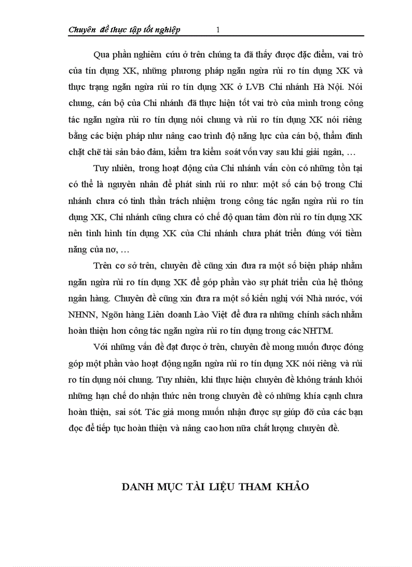 image for page Giải pháp ngăn ngừa rủi ro tín dụng XK tại Ngân hàng Liên doanh Lào Việt chi nhánh Hà Nội 1