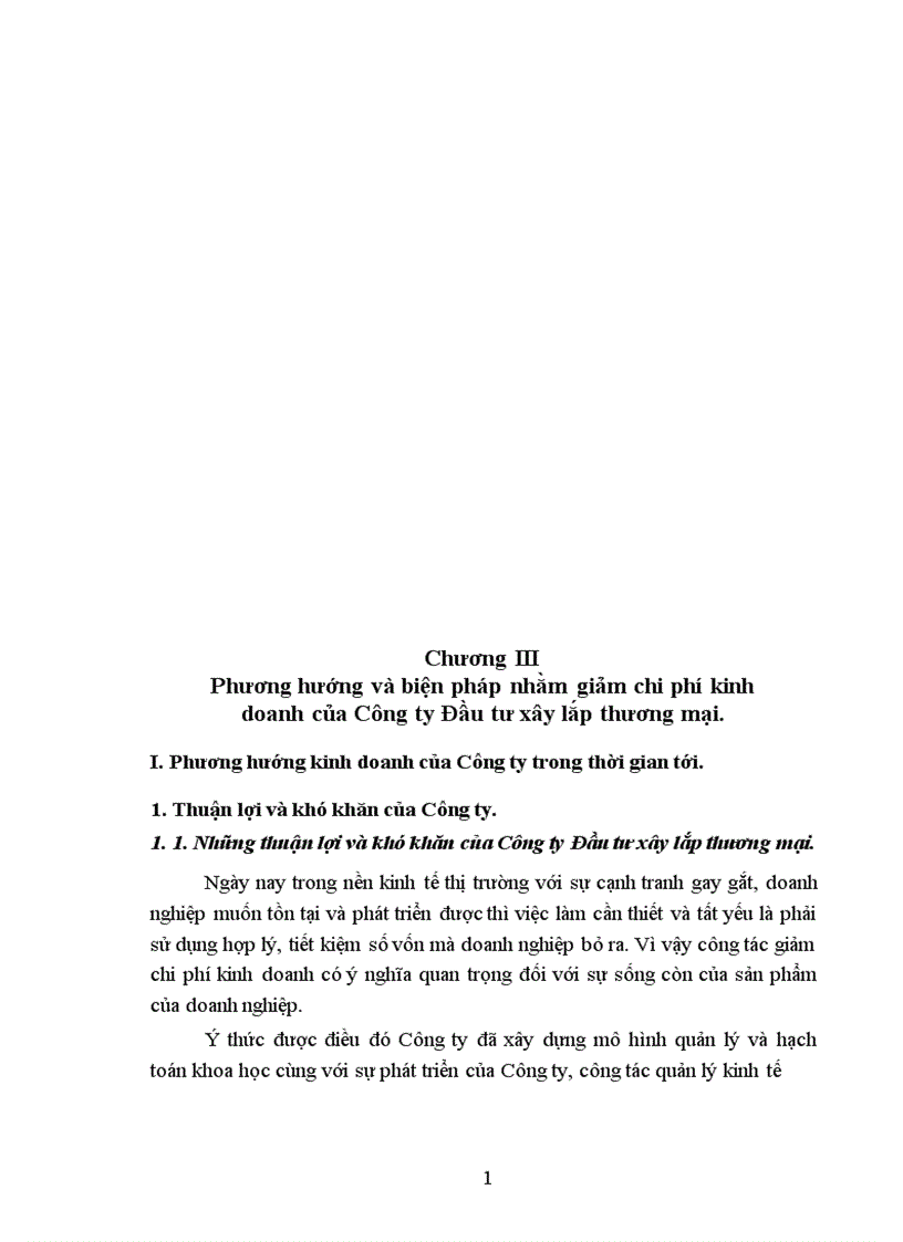 image for page Biện pháp giảm chi phí kinh doanh ở công ty Đầu Tư Xây lắp Thương Mại 1