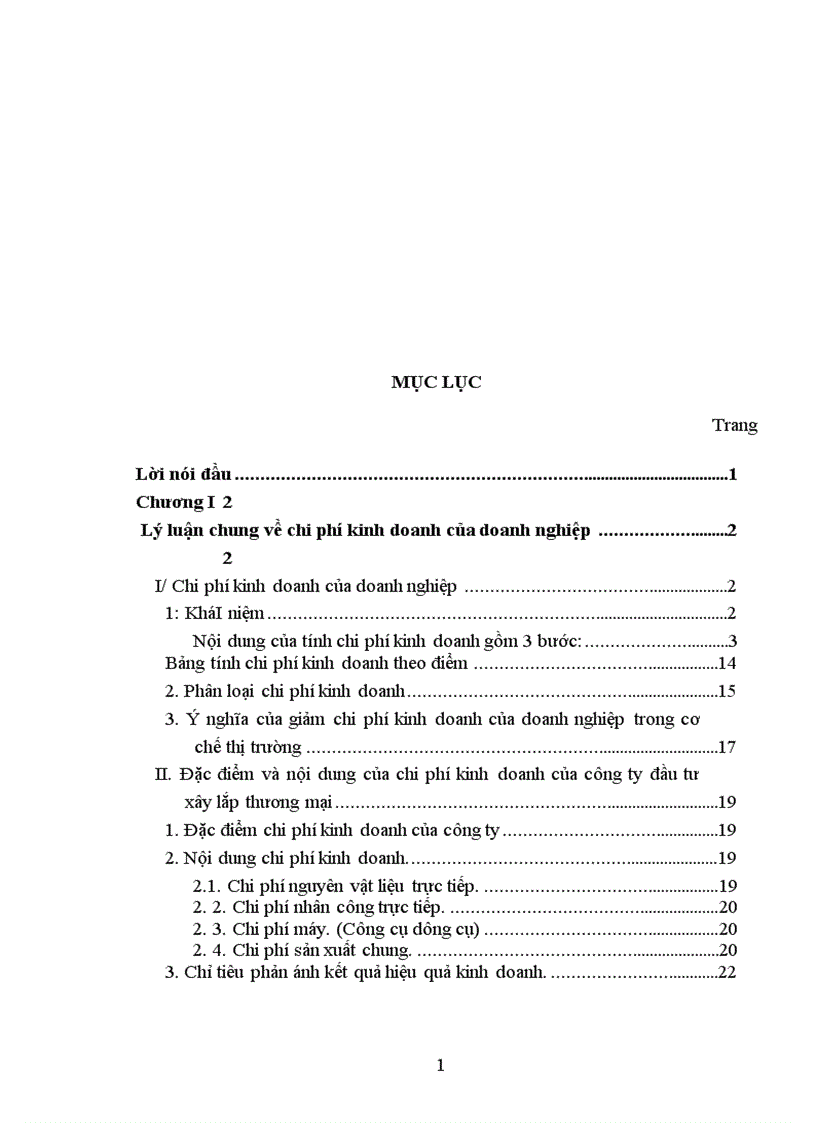 image for page Biện pháp giảm chi phí kinh doanh ở công ty Đầu Tư Xây lắp Thương Mại 1