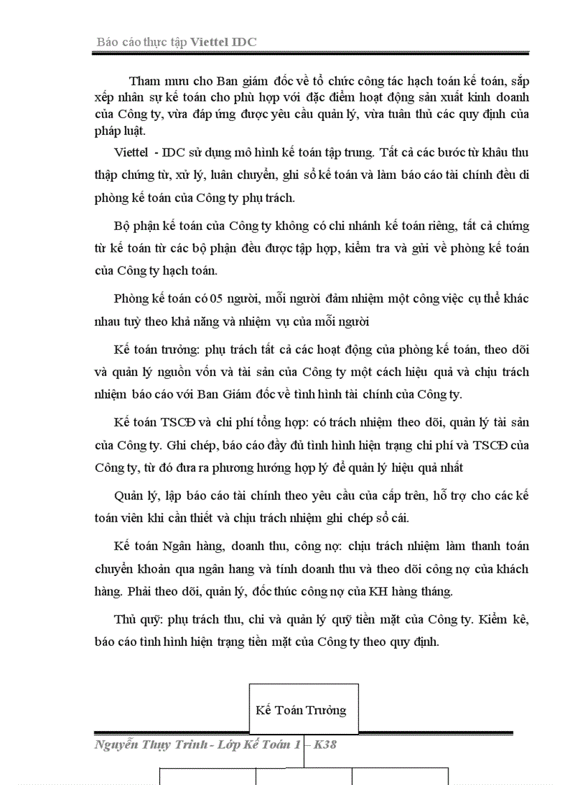 image for page Cơ cấu tổ chức bộ máy kế toán tại Công ty TNHH Viettel CHT