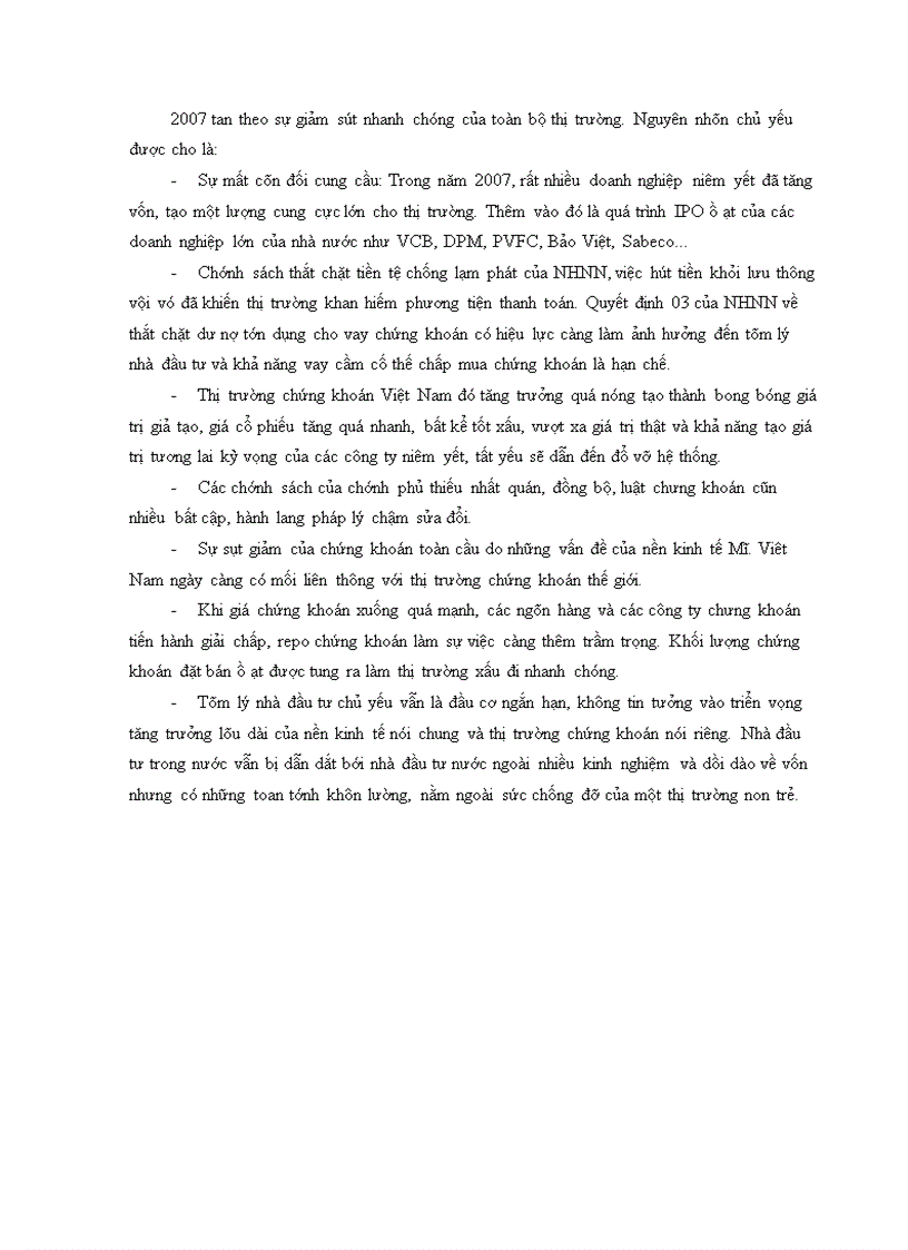 Giải pháp phát triển thị trường chứng khoán Việt Nam sau đợt suy giảm cuối năm 2007 đầu 2008 đứng trên giác độ các chủ thể kinh tế tham gia vào thị trường 1